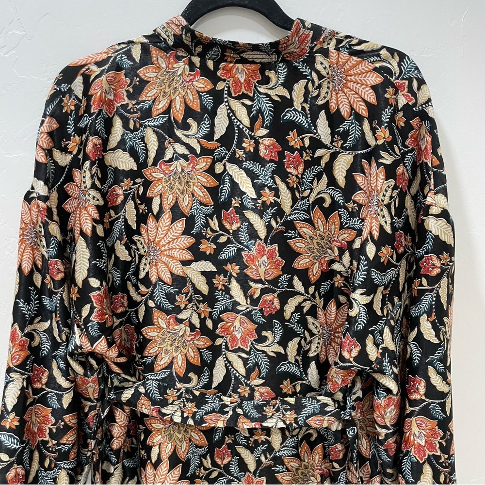 NWT MNG Mango Kimono Long Sleeve Satin Finish Floral Women's Small 4 - Picture 12 of 15